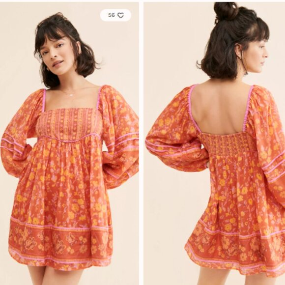 Free People Babydoll Dress Endless Afternoon Floral Mini Boho  Size M NWT - Picture 2 of 14
